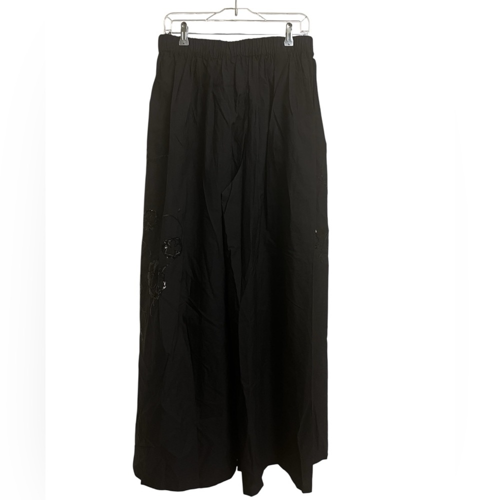 BRUNELLO CUCINELLI Black Cotton Crepe Palazzo Wide Leg Pant, IT 46, US 10